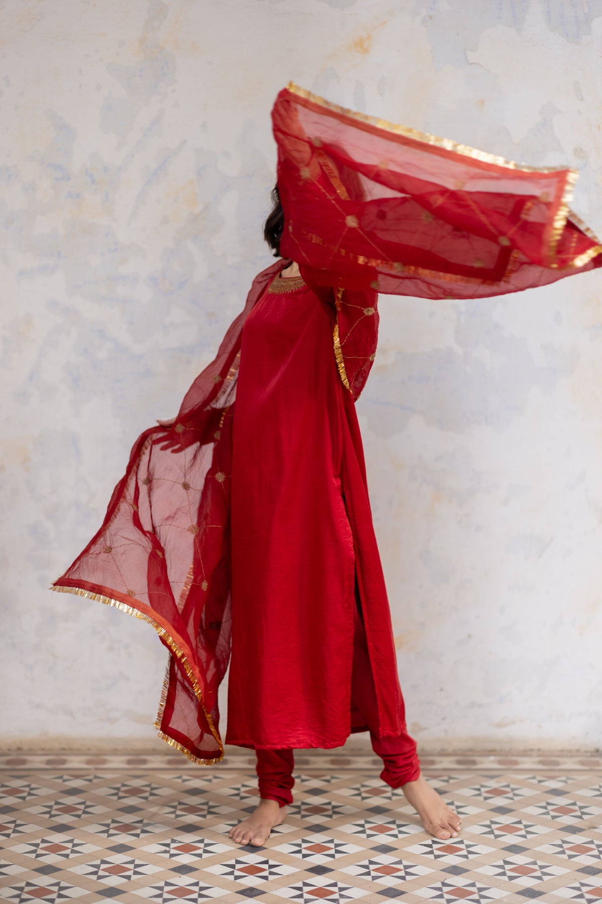 Red zeenat kurta set