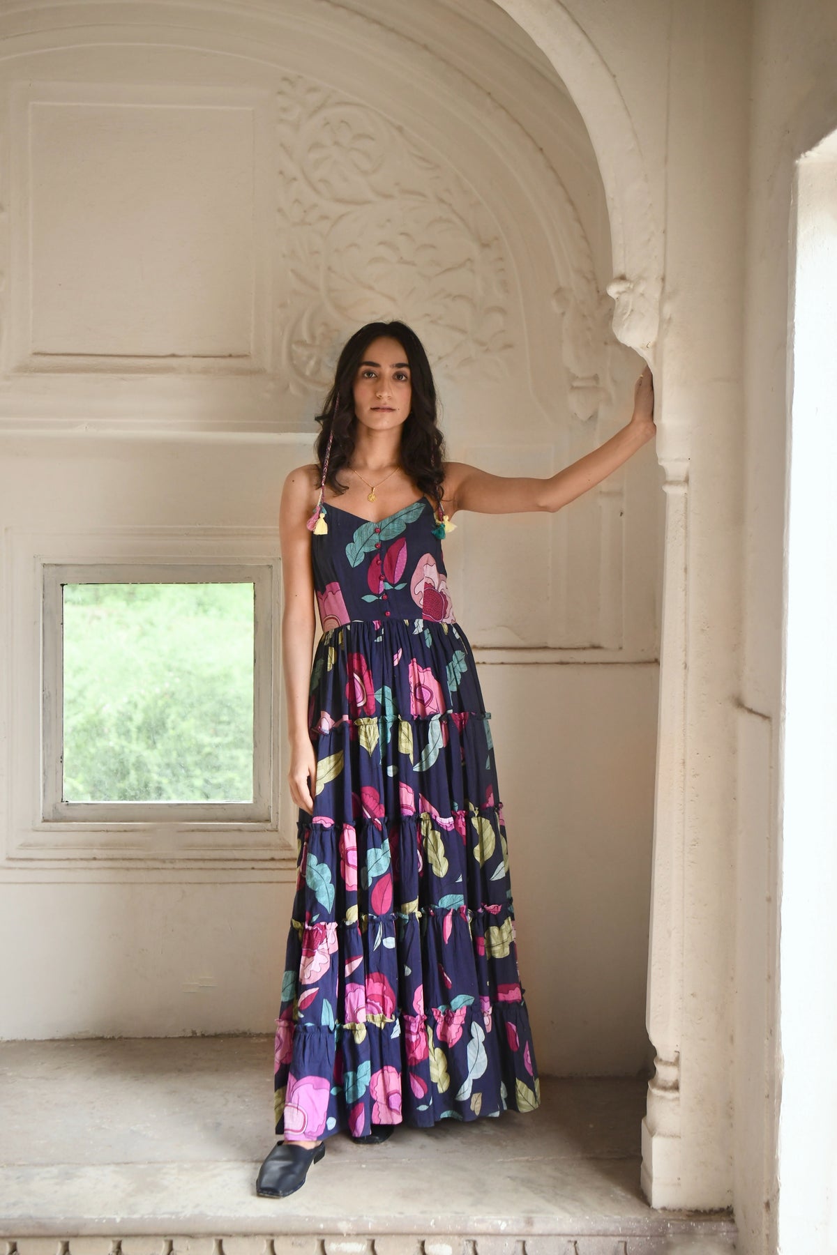 Digital Print Multi Tiered Dress