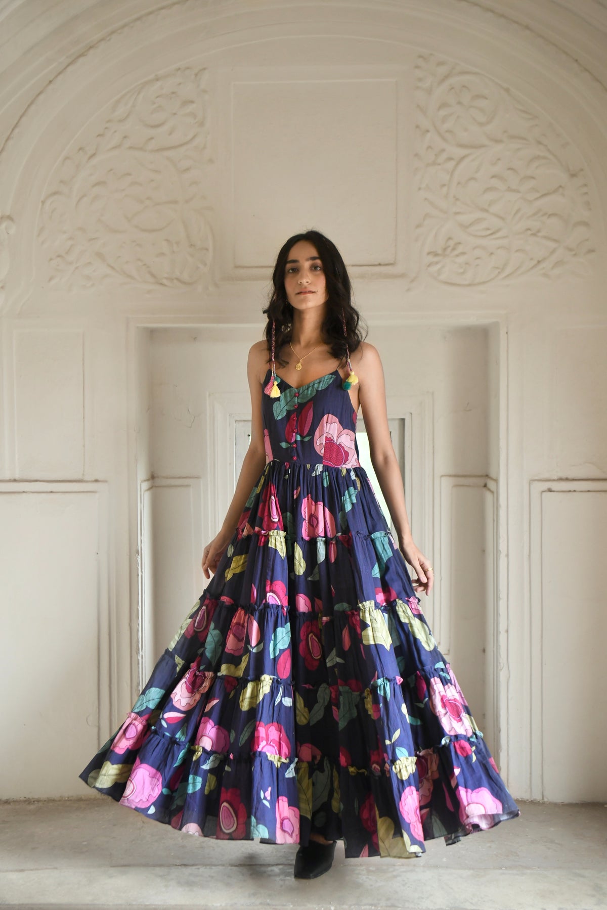Digital Print Multi Tiered Dress