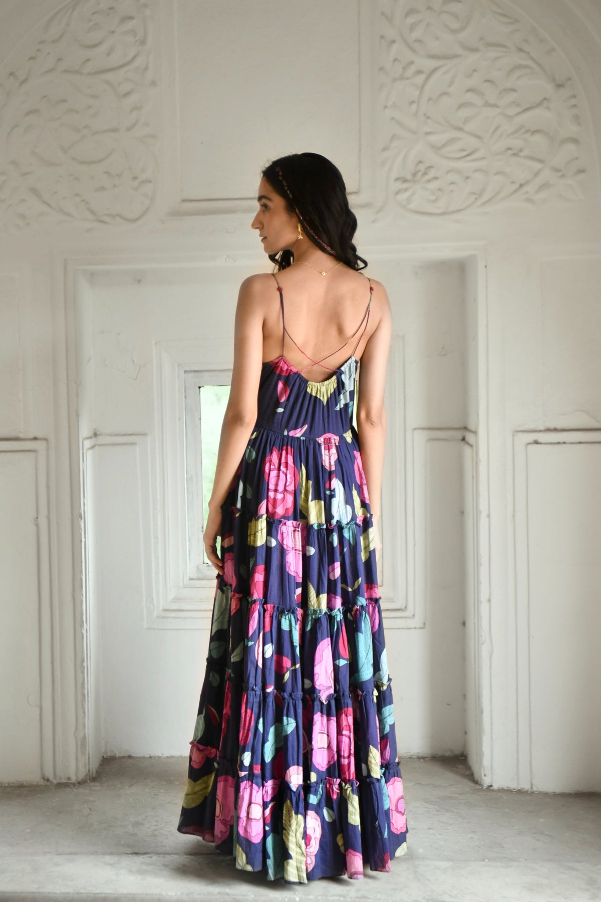 Digital Print Multi Tiered Dress