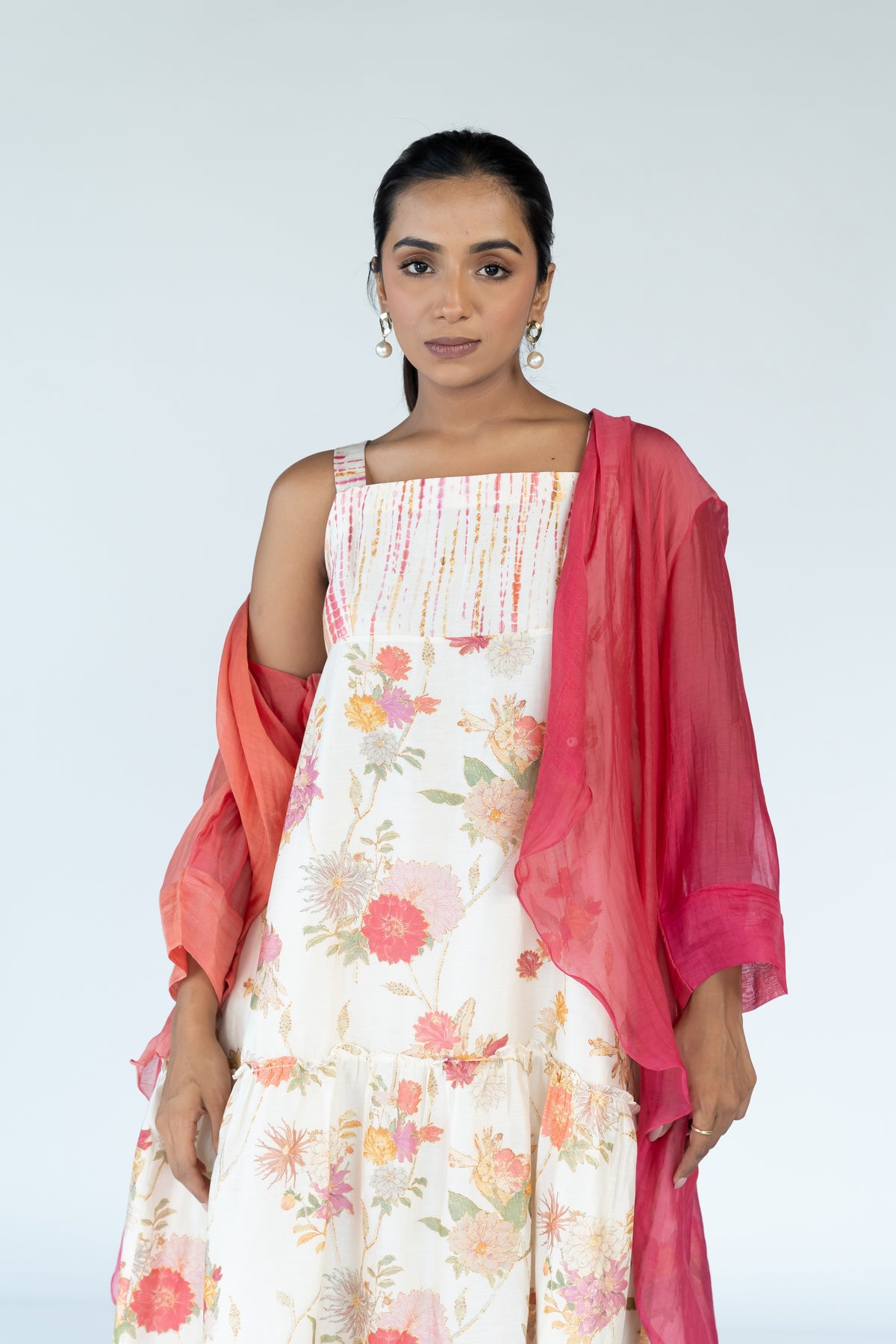 Summer Chanderi Dress with Cape