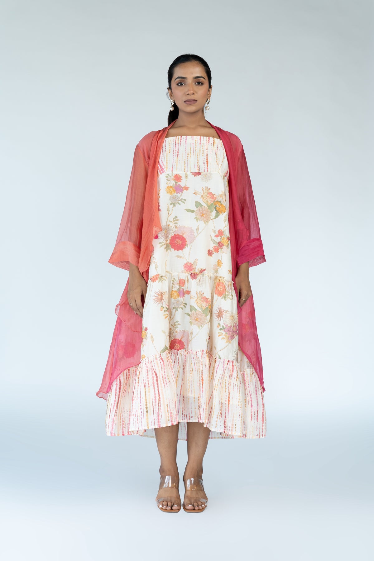 Summer Chanderi Dress with Cape