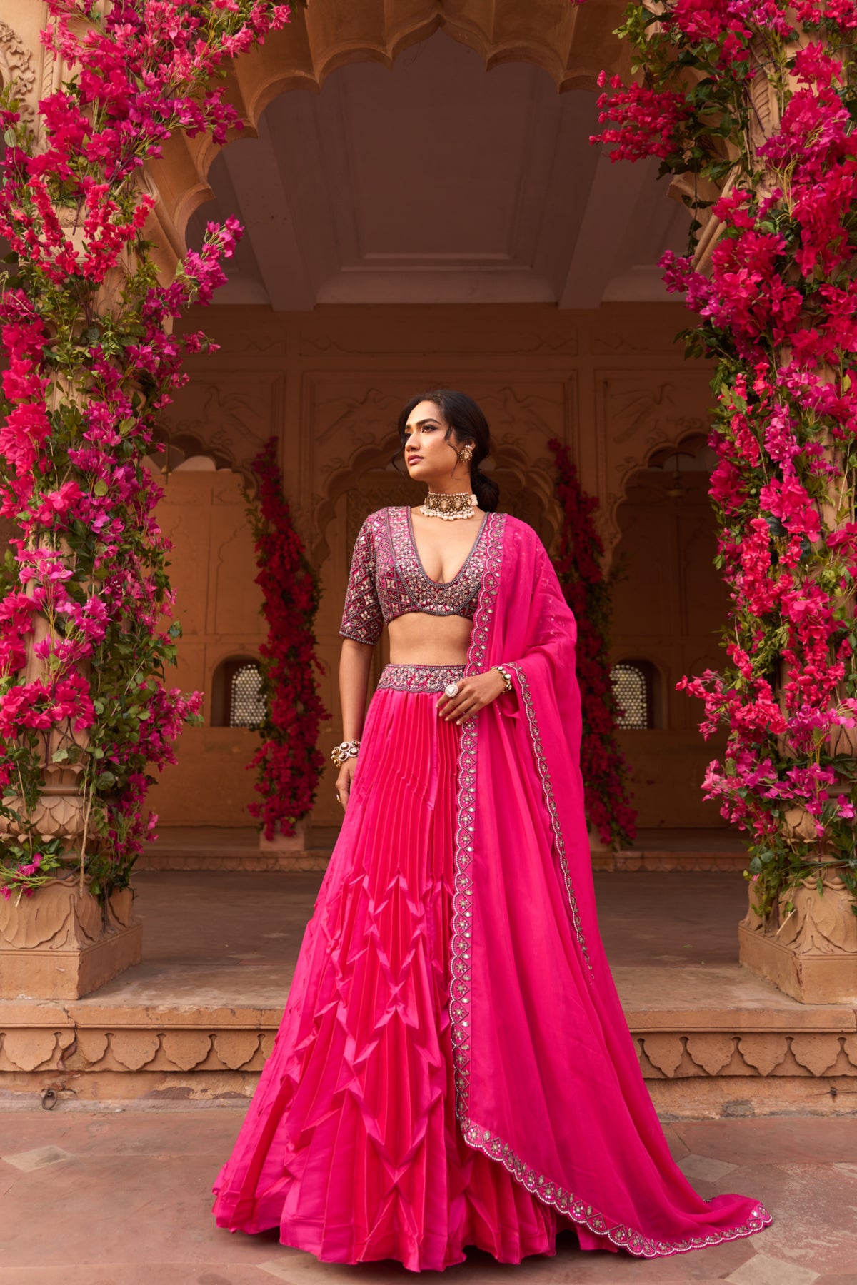 Gulabi Raga Lehenga Set