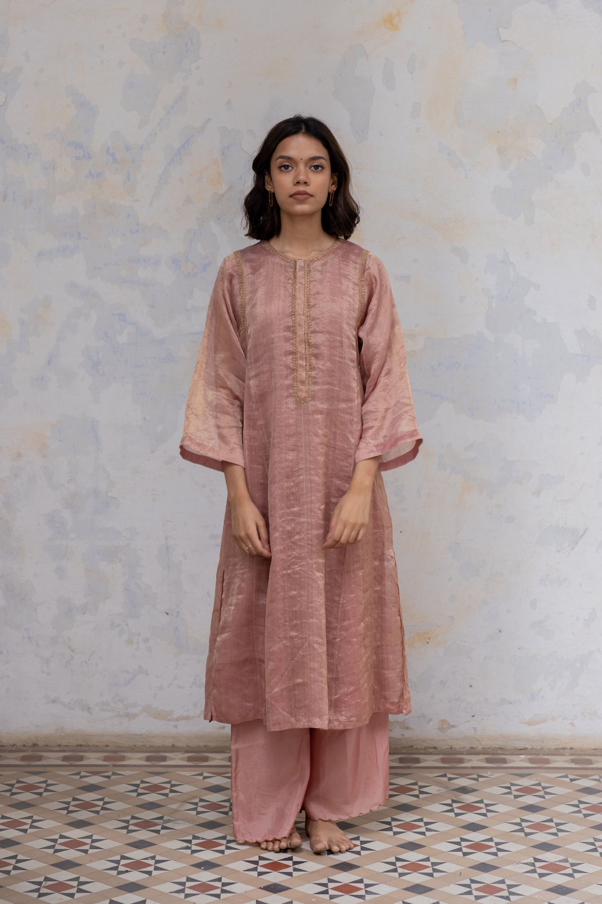 Old rose hazrat kurta set