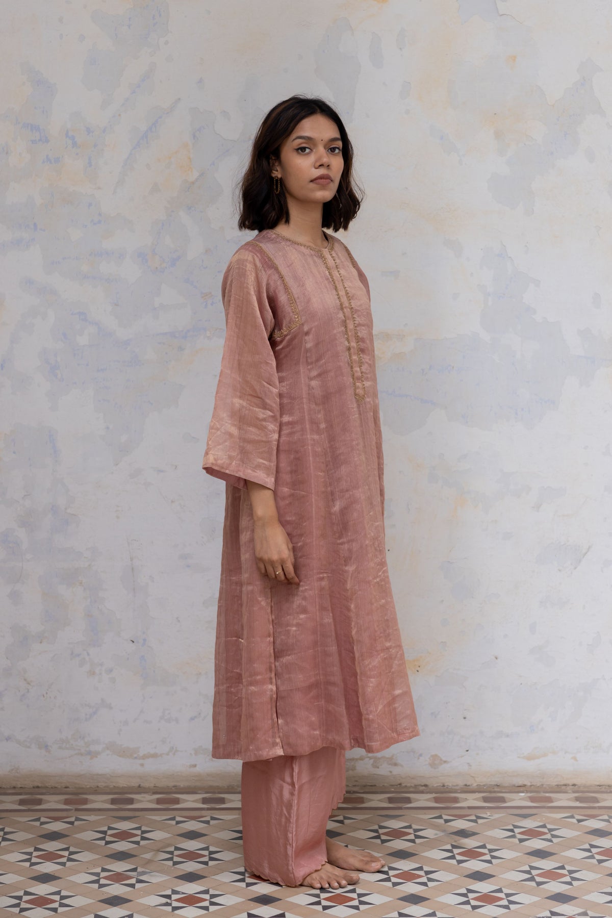 Old rose hazrat kurta set