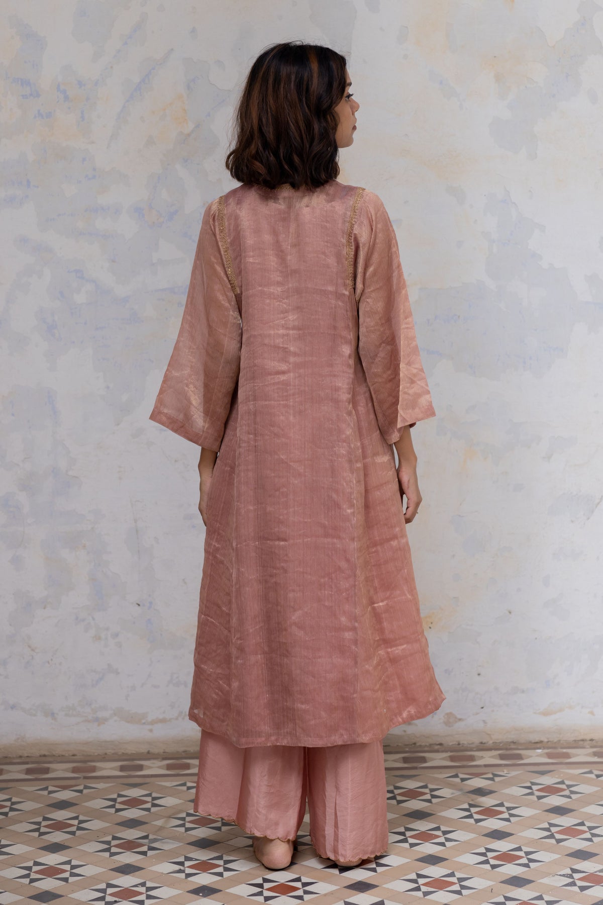 Old rose hazrat kurta set