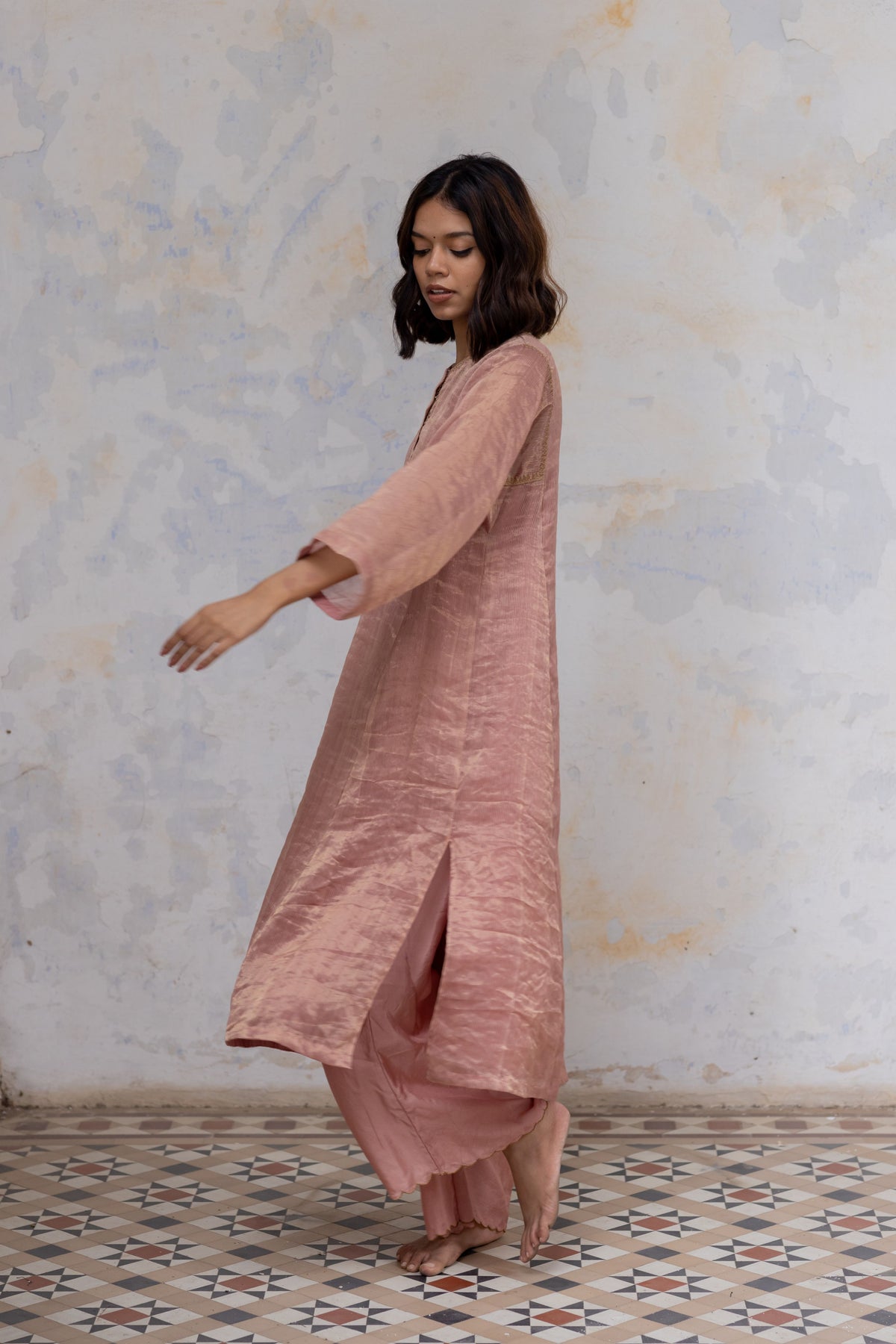 Old rose hazrat kurta set
