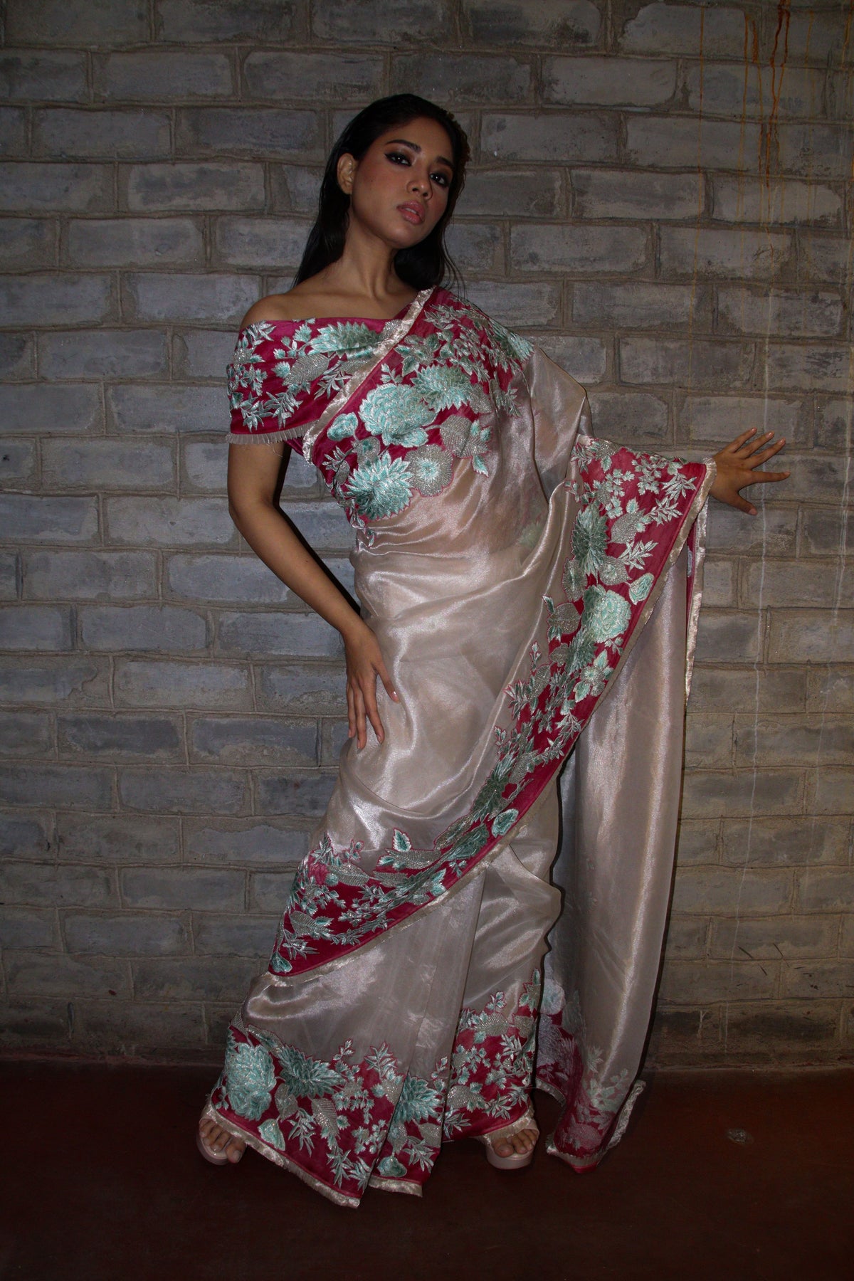 Silver Tissue Saree