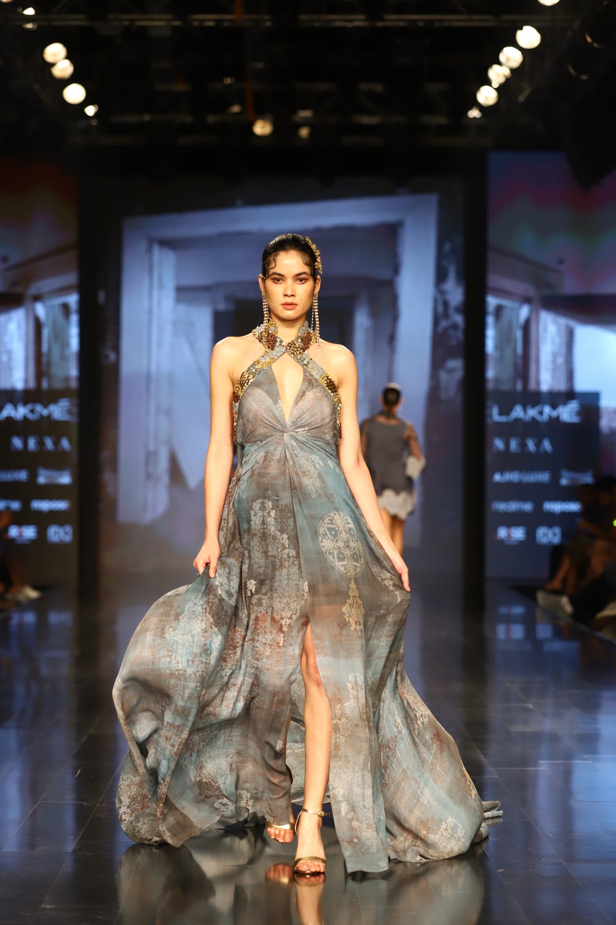 Flint Printed Chiffon Gown