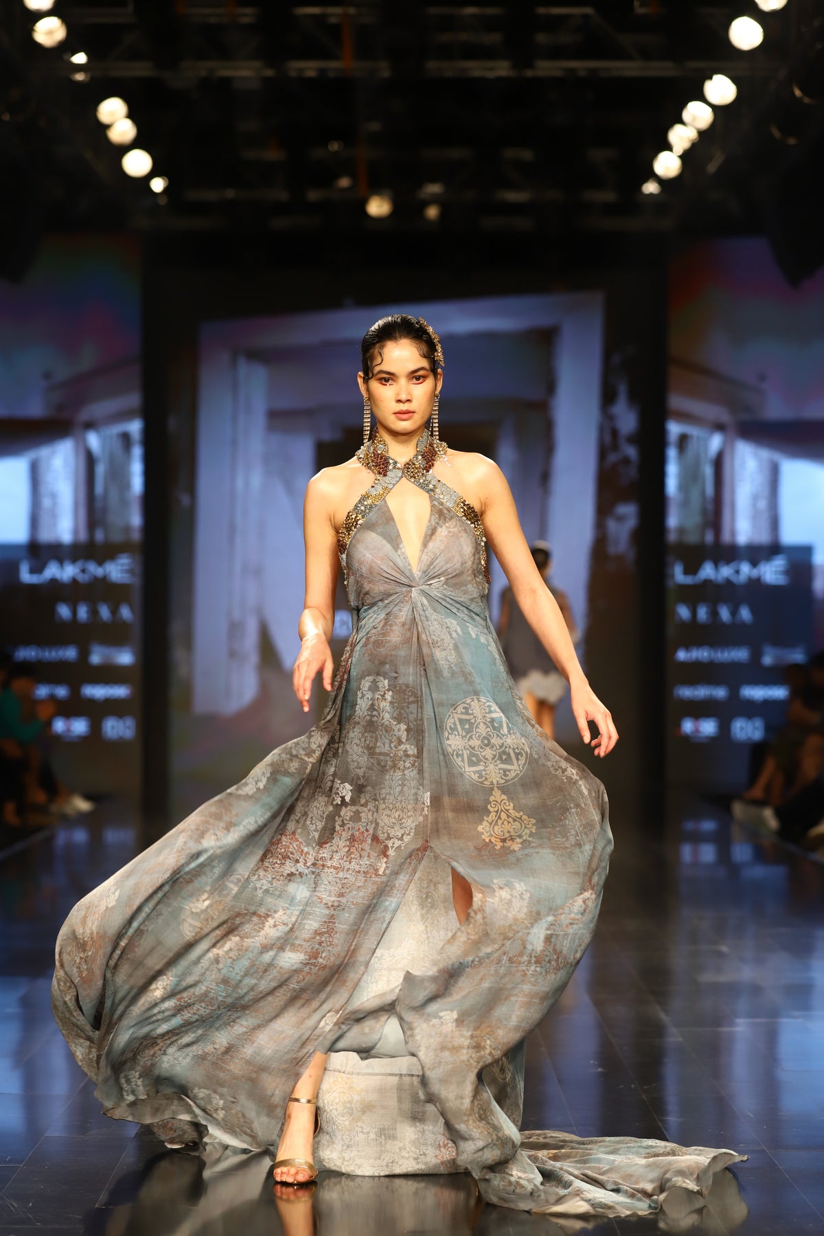 Flint Printed Chiffon Gown