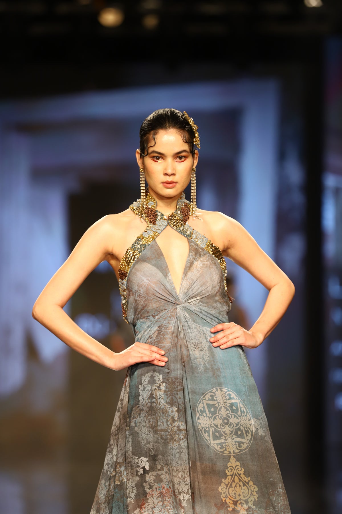 Flint Printed Chiffon Gown