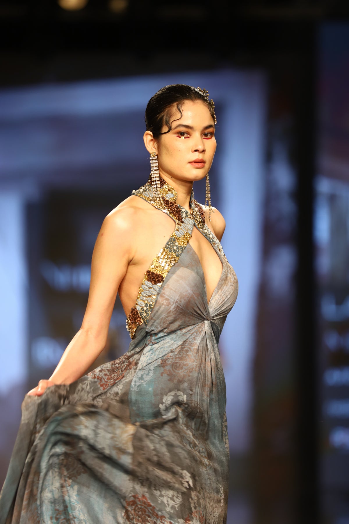Flint Printed Chiffon Gown