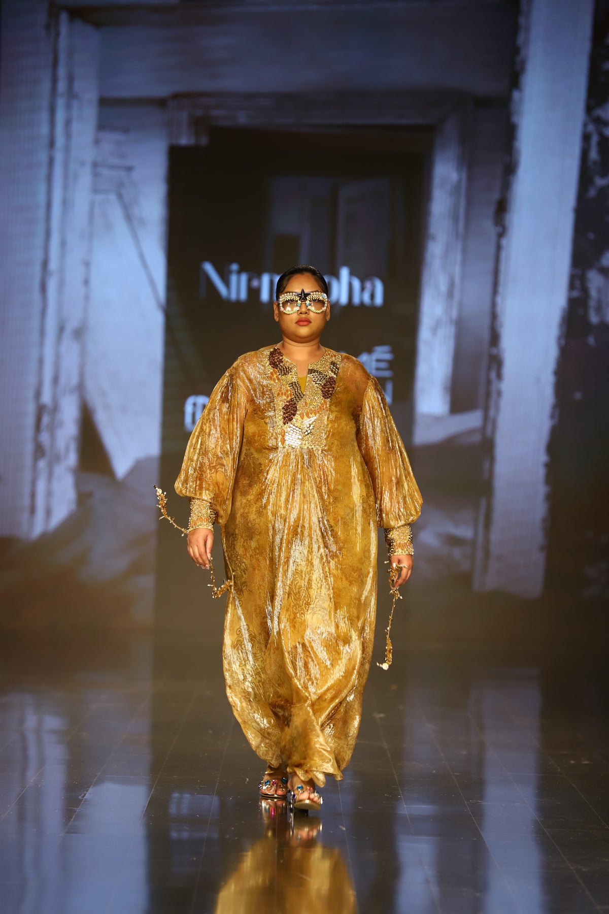 Dijon Printed Lurex Kaftan