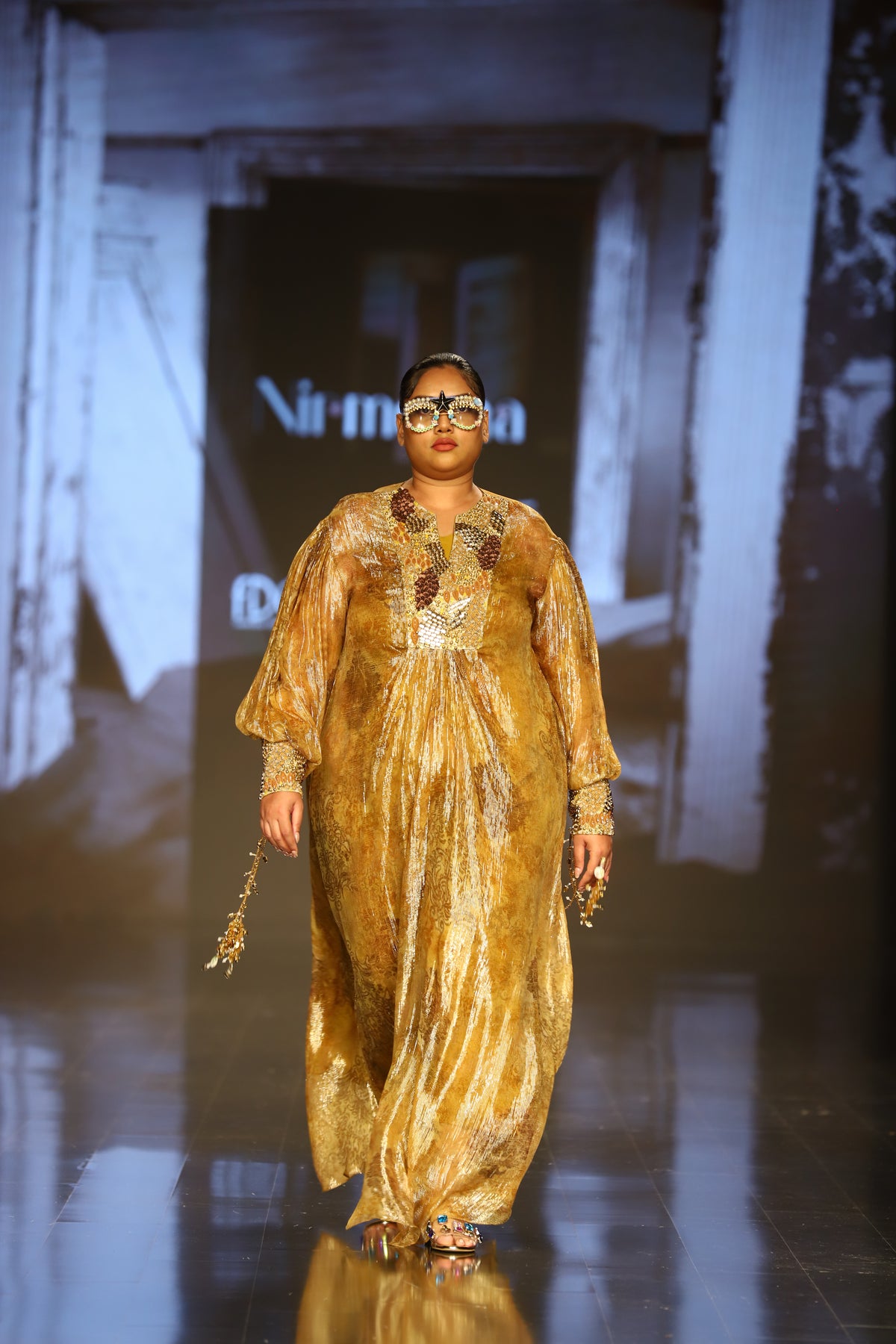 Dijon Printed Lurex Kaftan