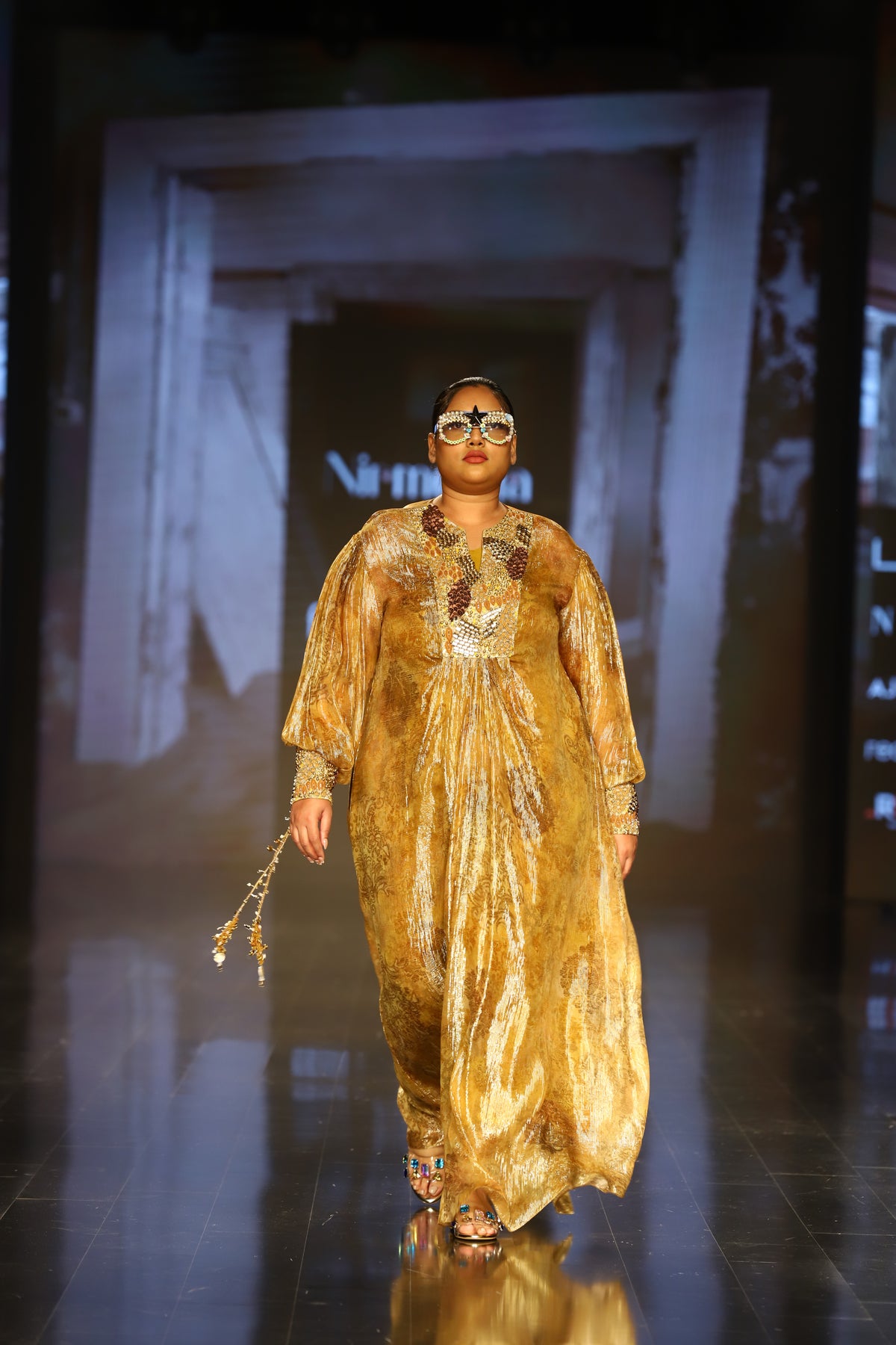 Dijon Printed Lurex Kaftan