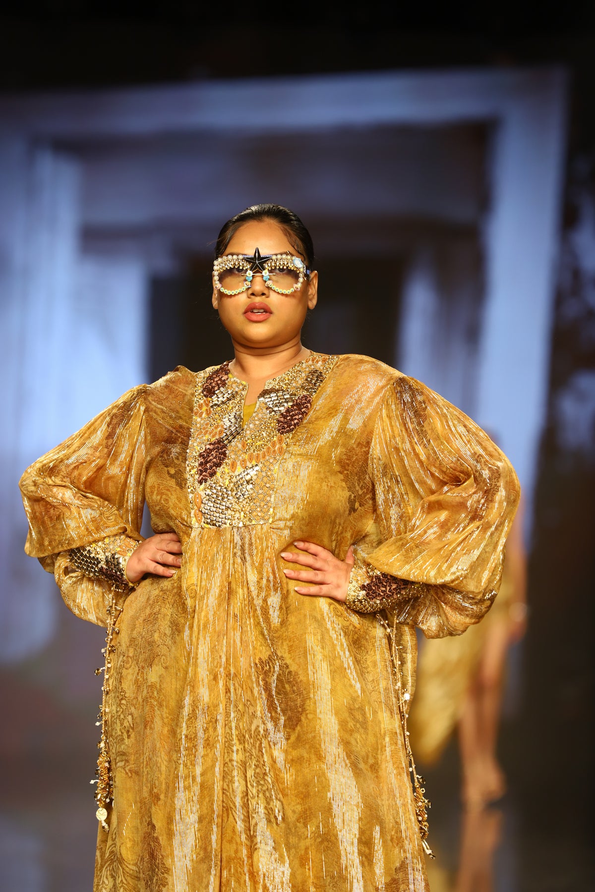 Dijon Printed Lurex Kaftan