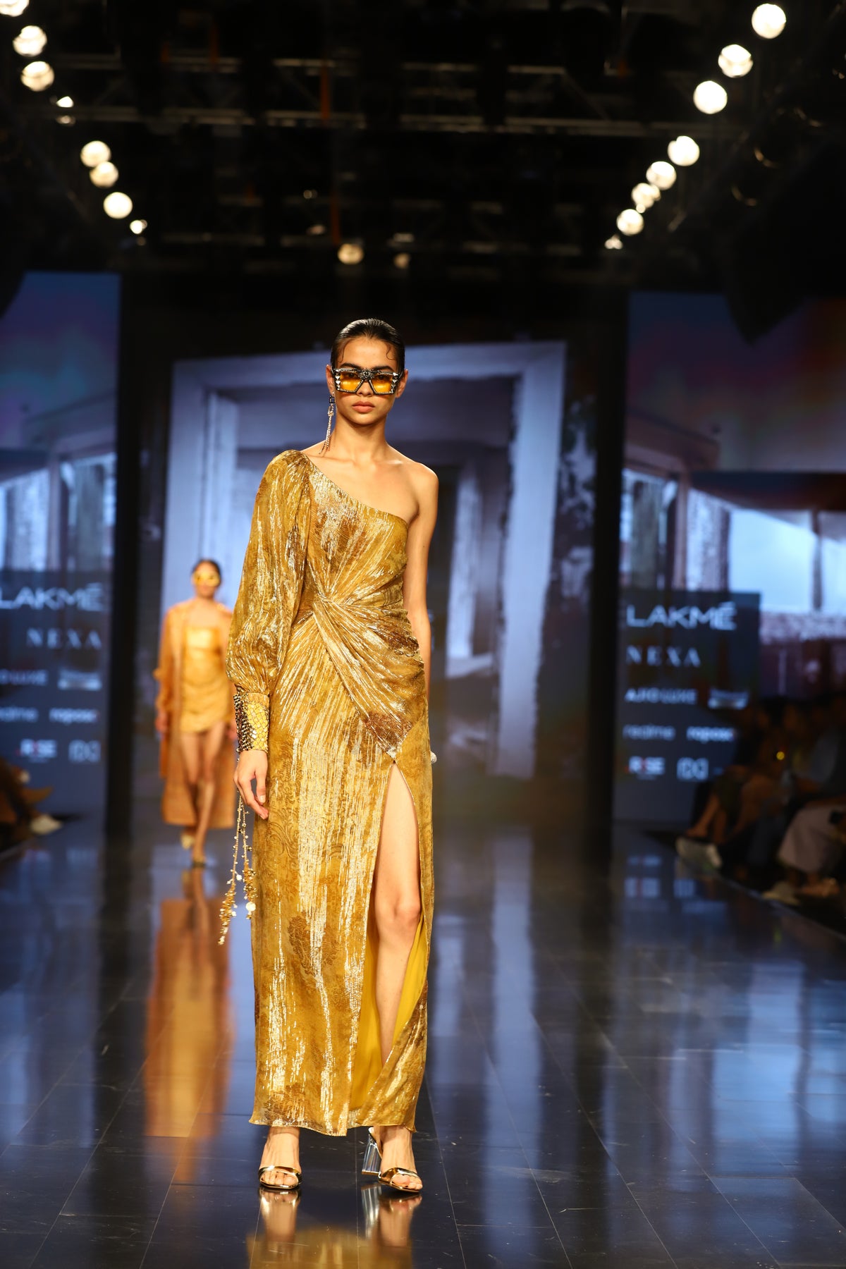 Dijon Lurex Printed Dress