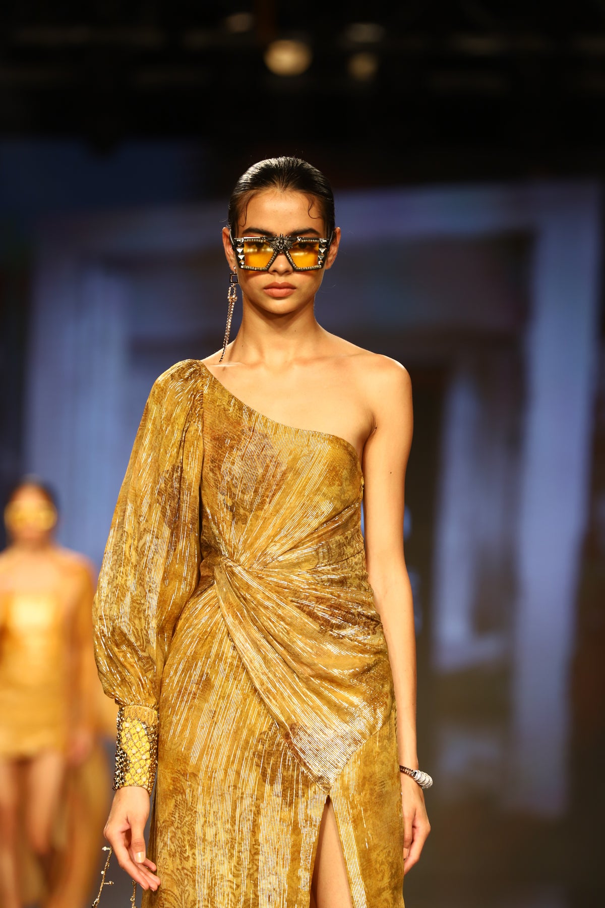 Dijon Lurex Printed Dress