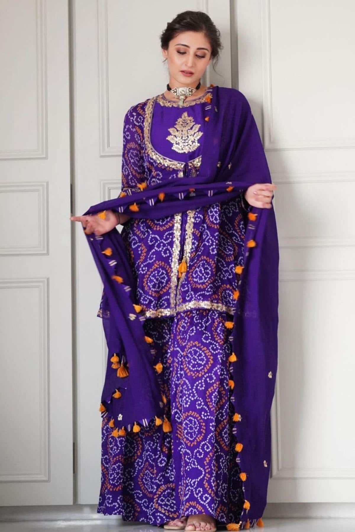 Purple mughal kurta set