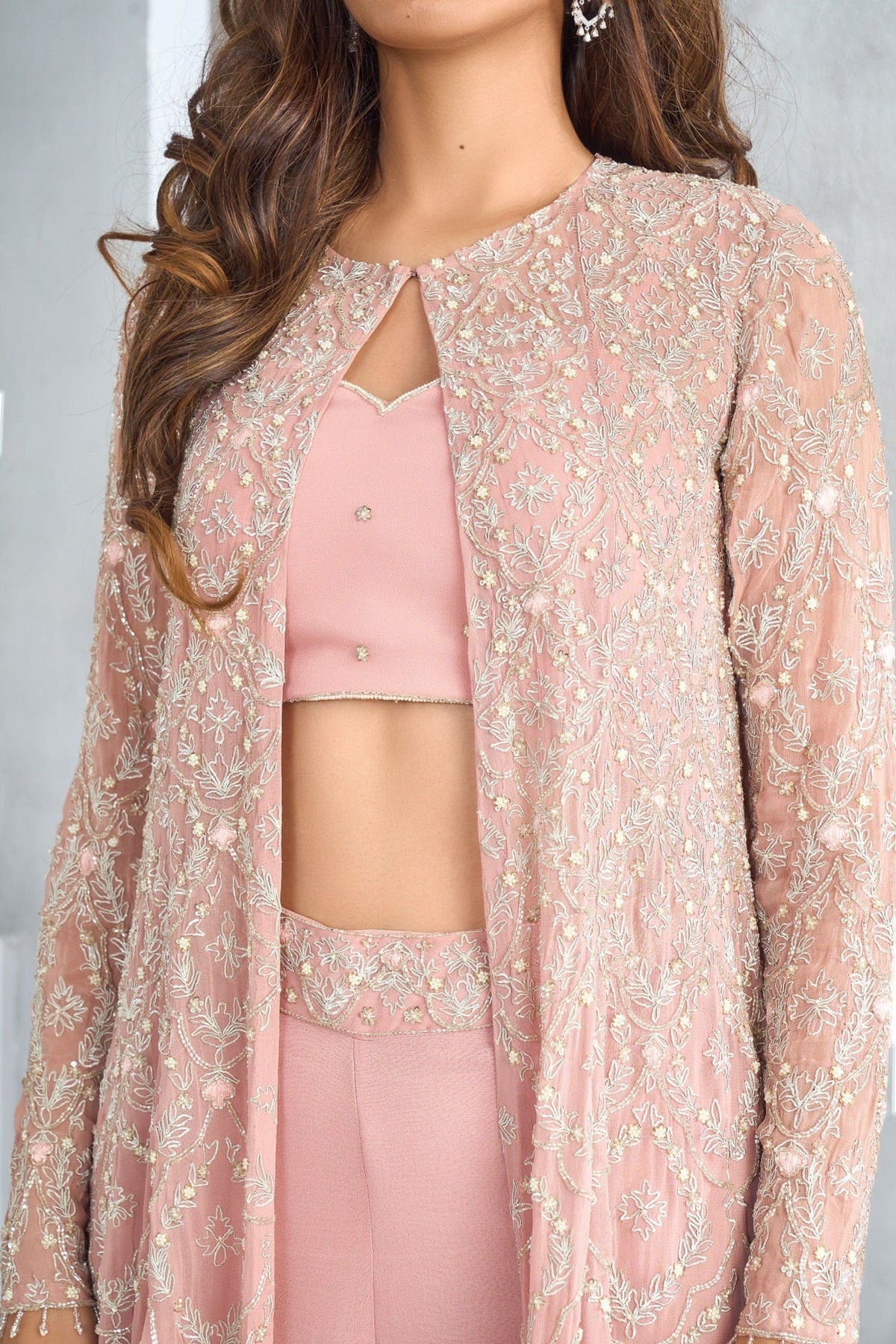 Pink floral jacket set