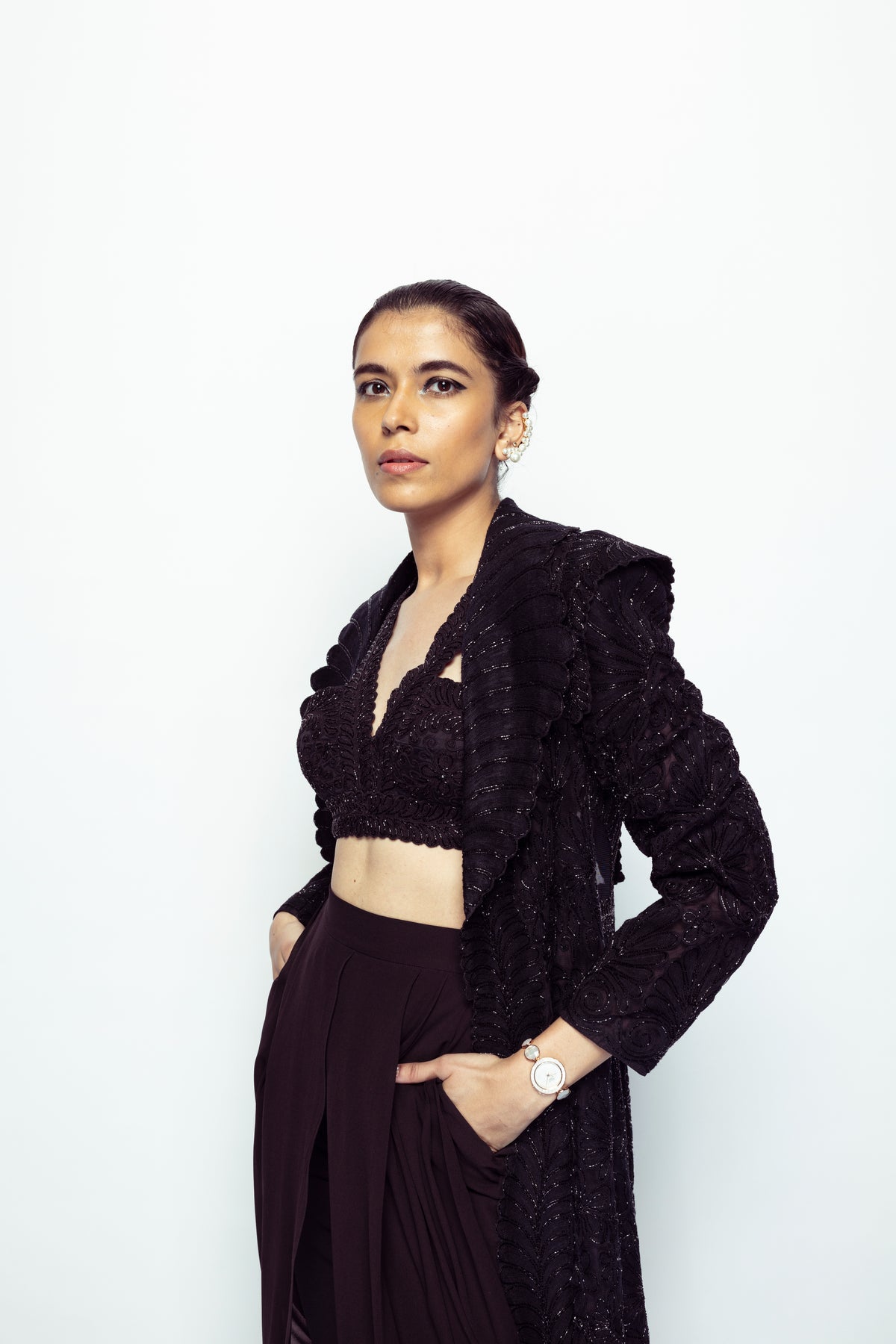 The queen of spades embellished noire jacket set