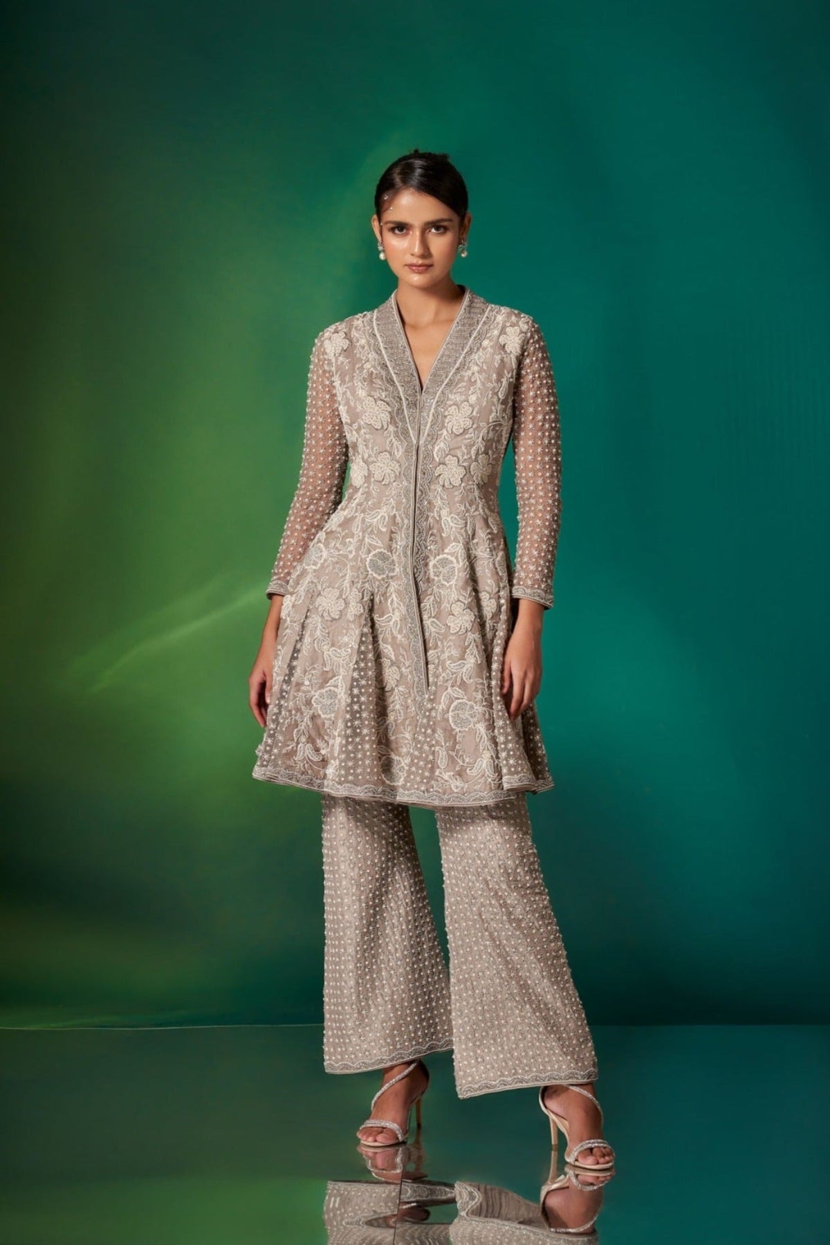 Grey Peplum Set