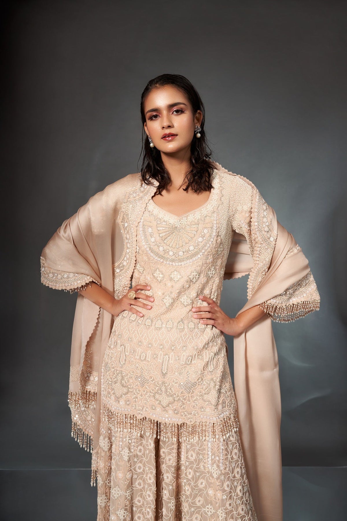 Beige Sharara Set