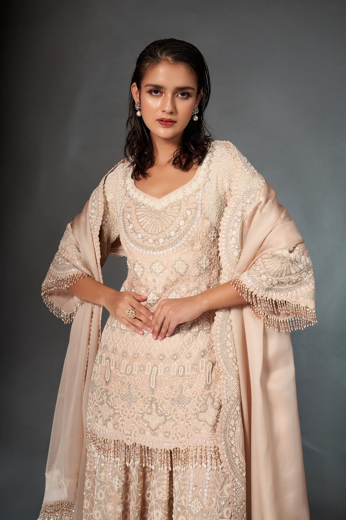 Beige Sharara Set