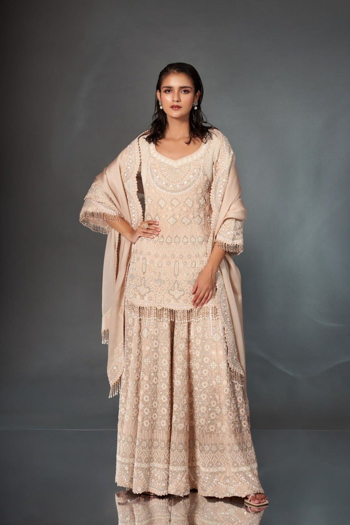 Beige Sharara Set