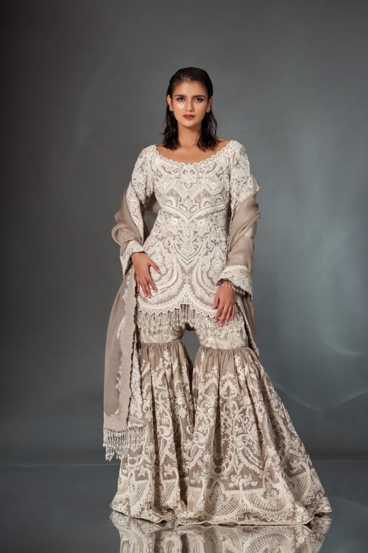 Grey Gharara Set