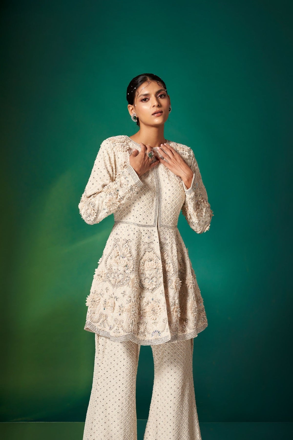 Ivory Peplum Kurta Set