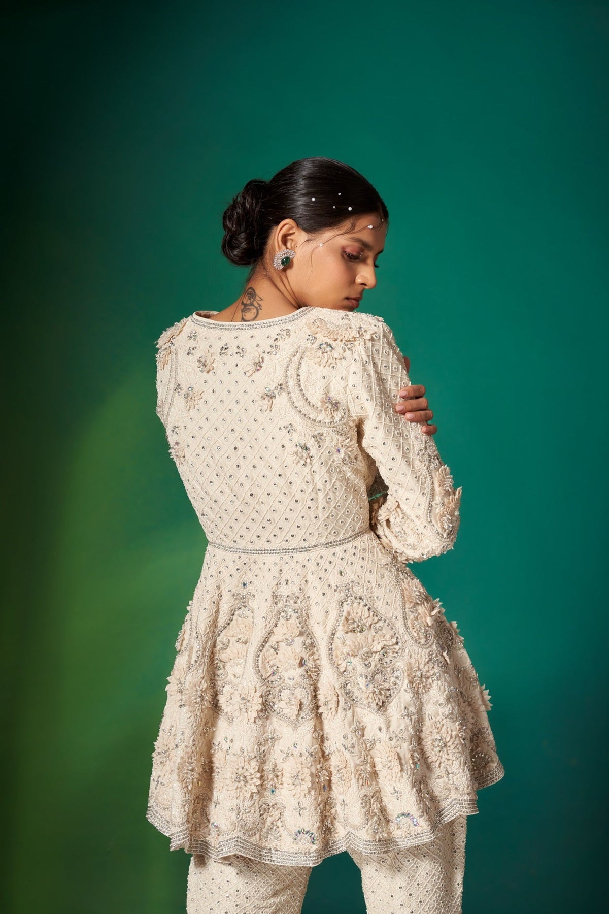 Ivory Peplum Kurta Set