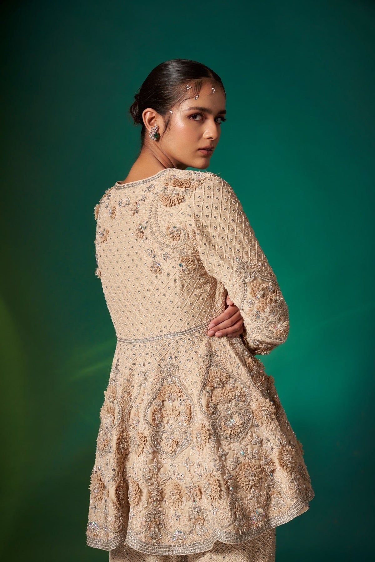 Beige Peplum Kurta Set