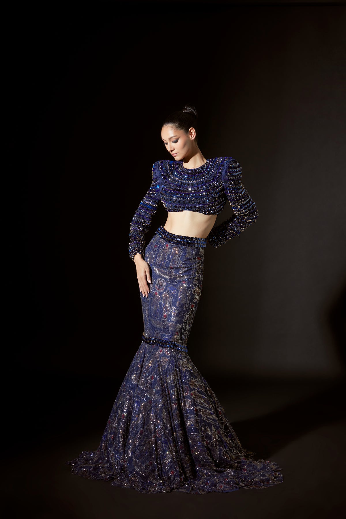 Blue Akhenaten Lehenga Set