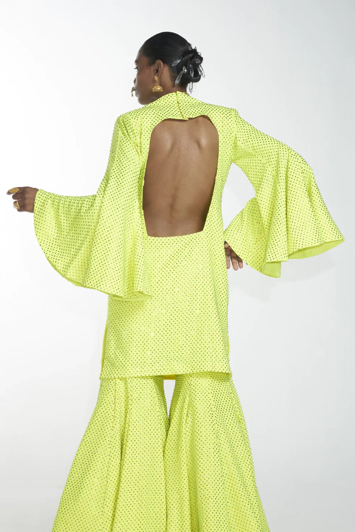Crystal Neon Bell Sharara Set