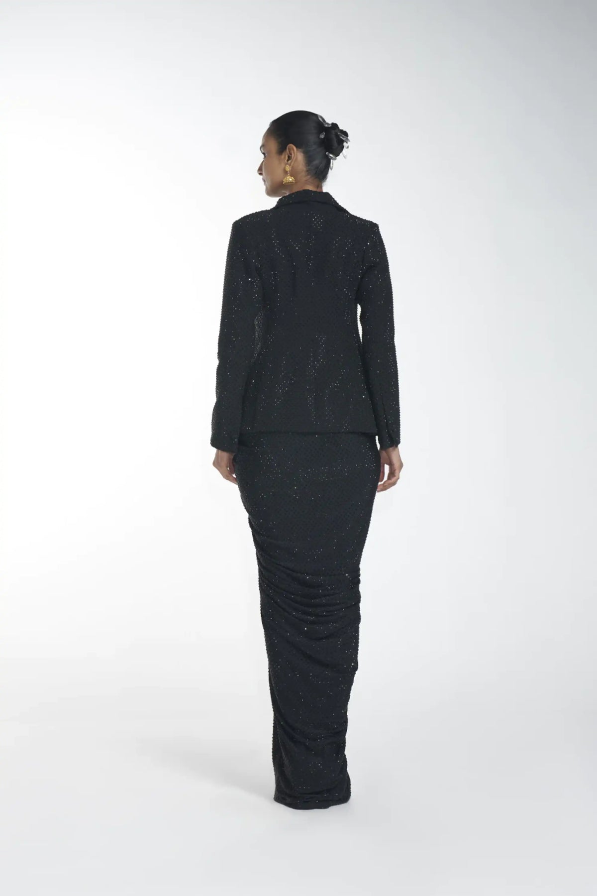 Crystal saree and blouse with blazer