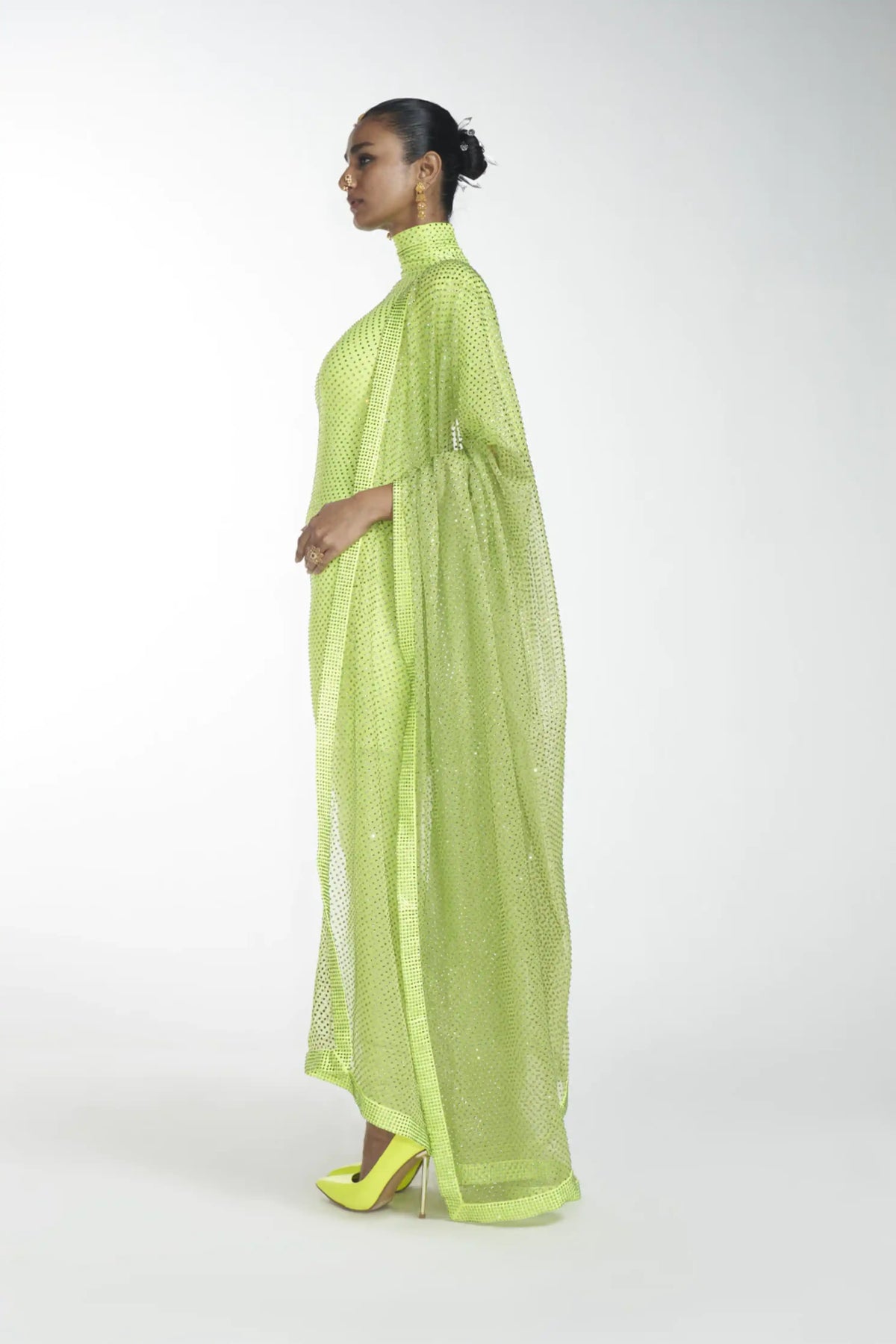Neon Green Crystal Kurta Set