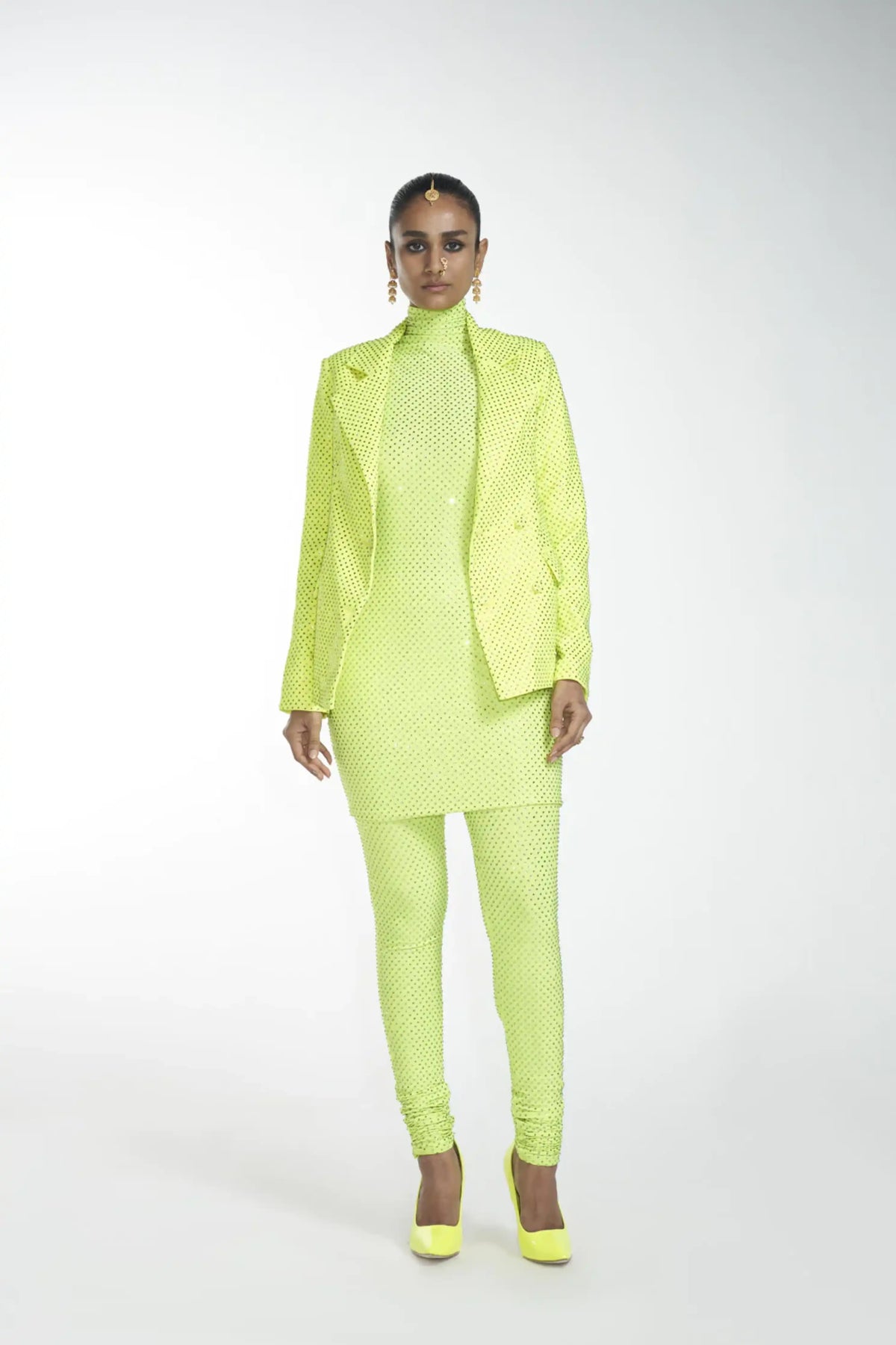 Crystal kurta and legging with blazer
