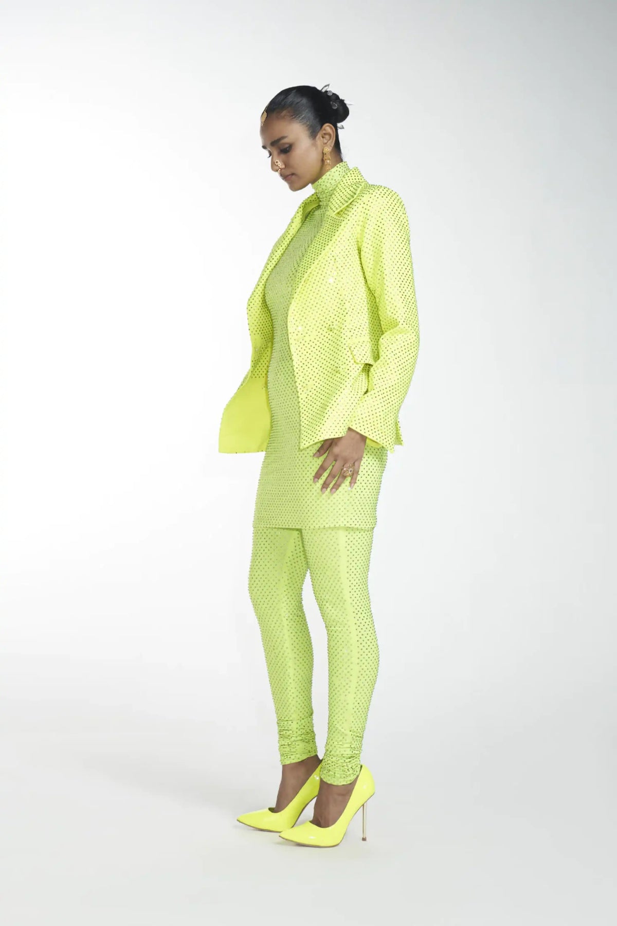 Crystal kurta and legging with blazer