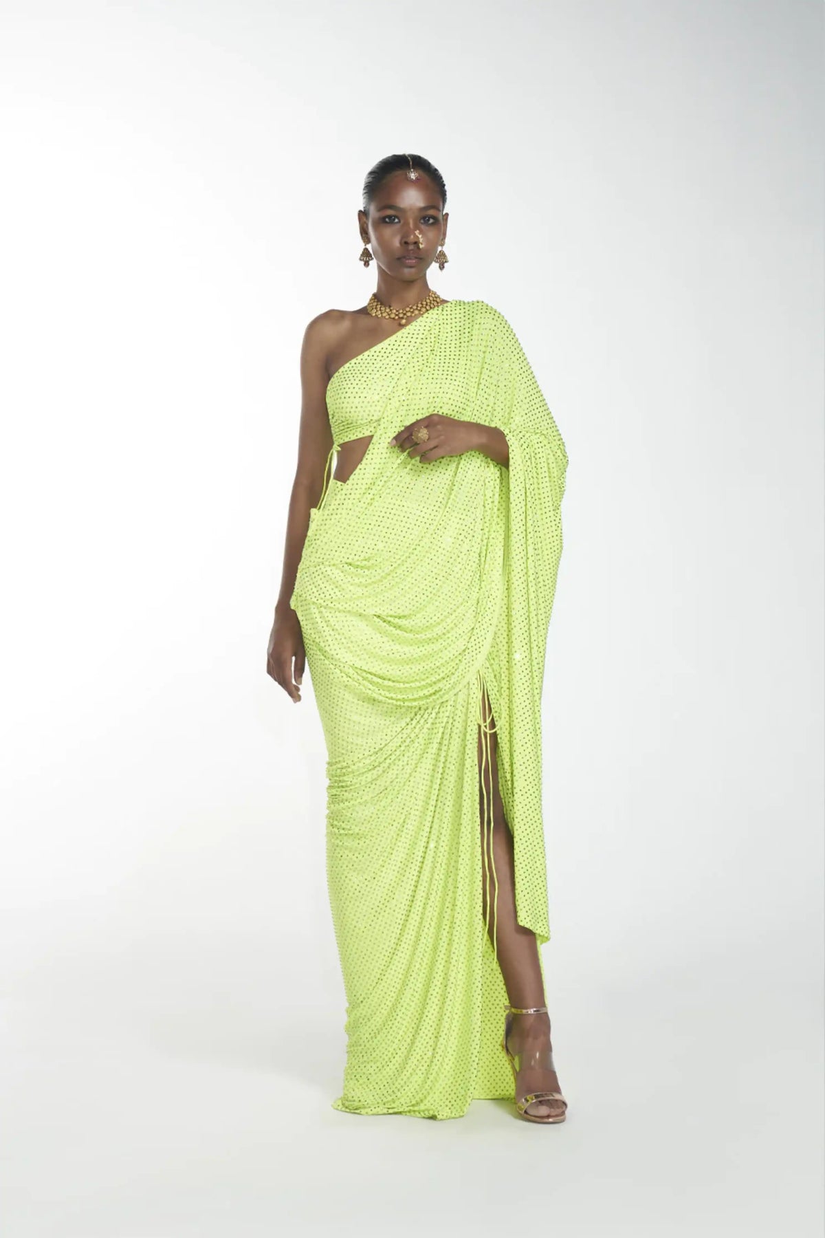 Crystal Detachable Slit Saree