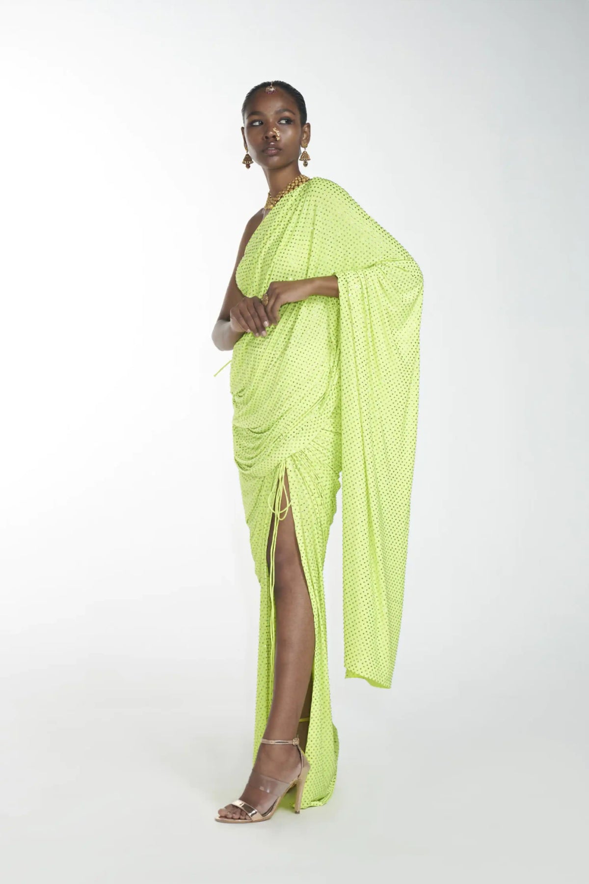 Crystal Detachable Slit Saree