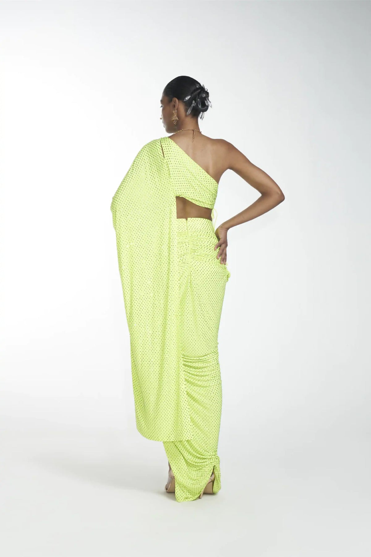 Crystal Detachable Slit Saree