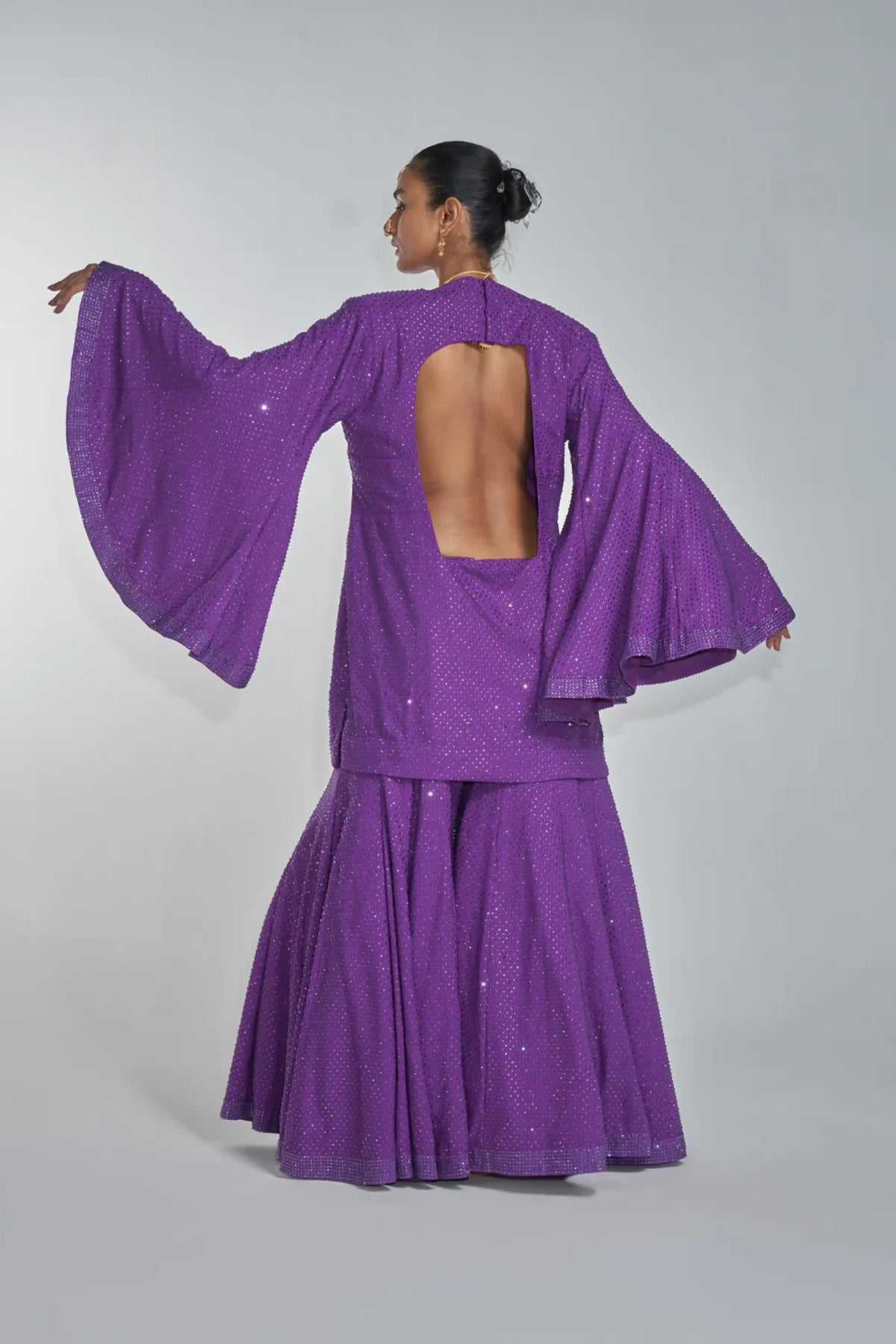 Purple Bell Sharara Set