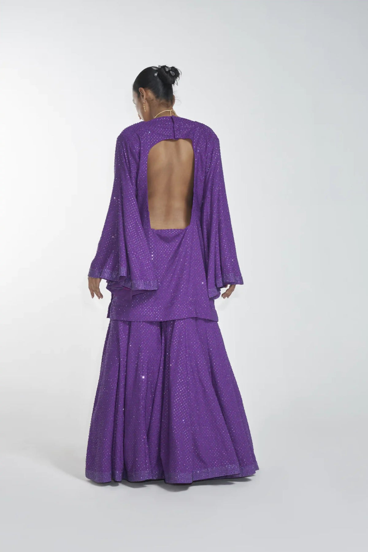 Purple Bell Sharara Set
