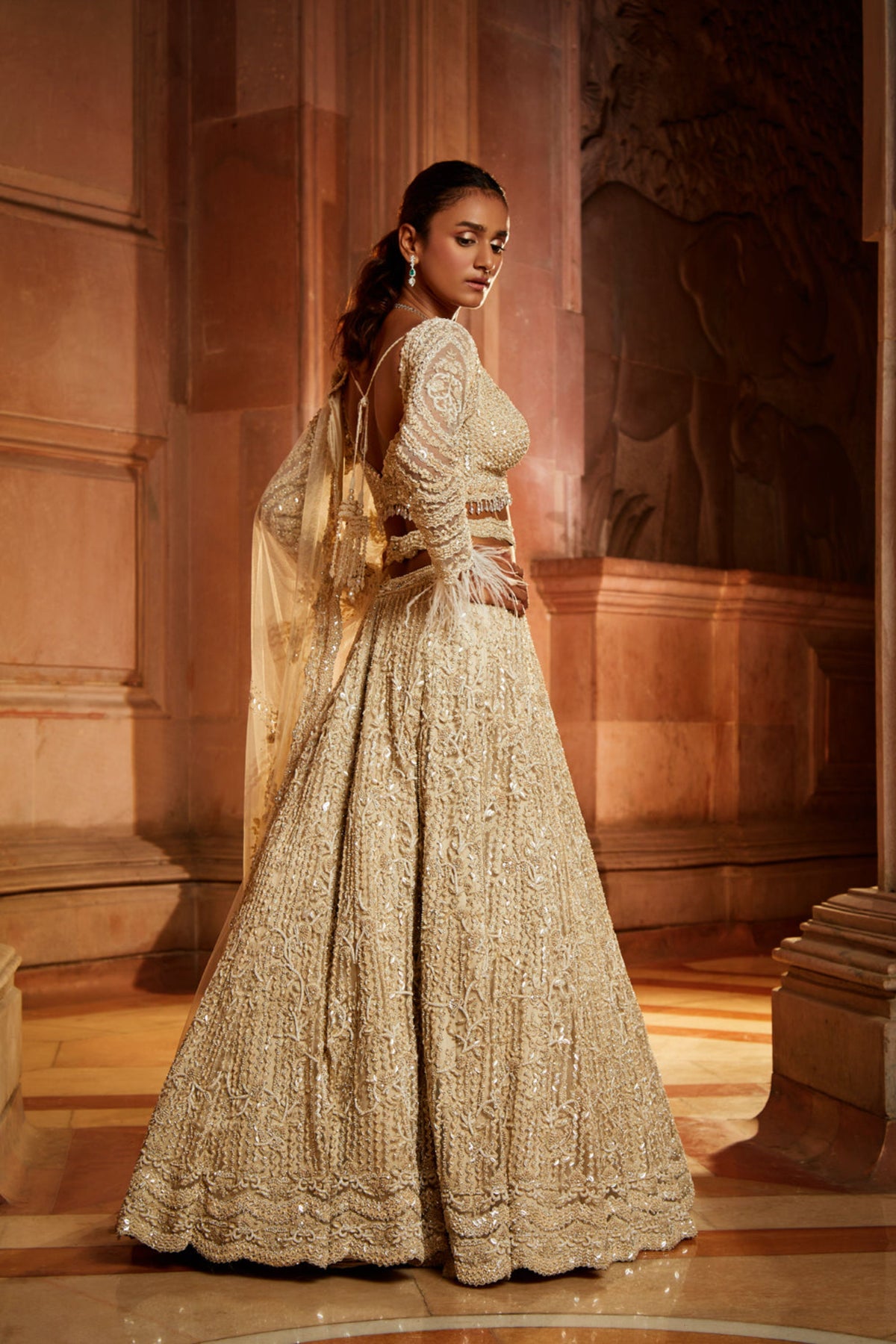 Ivory Lehenga Choli Dupatta Set
