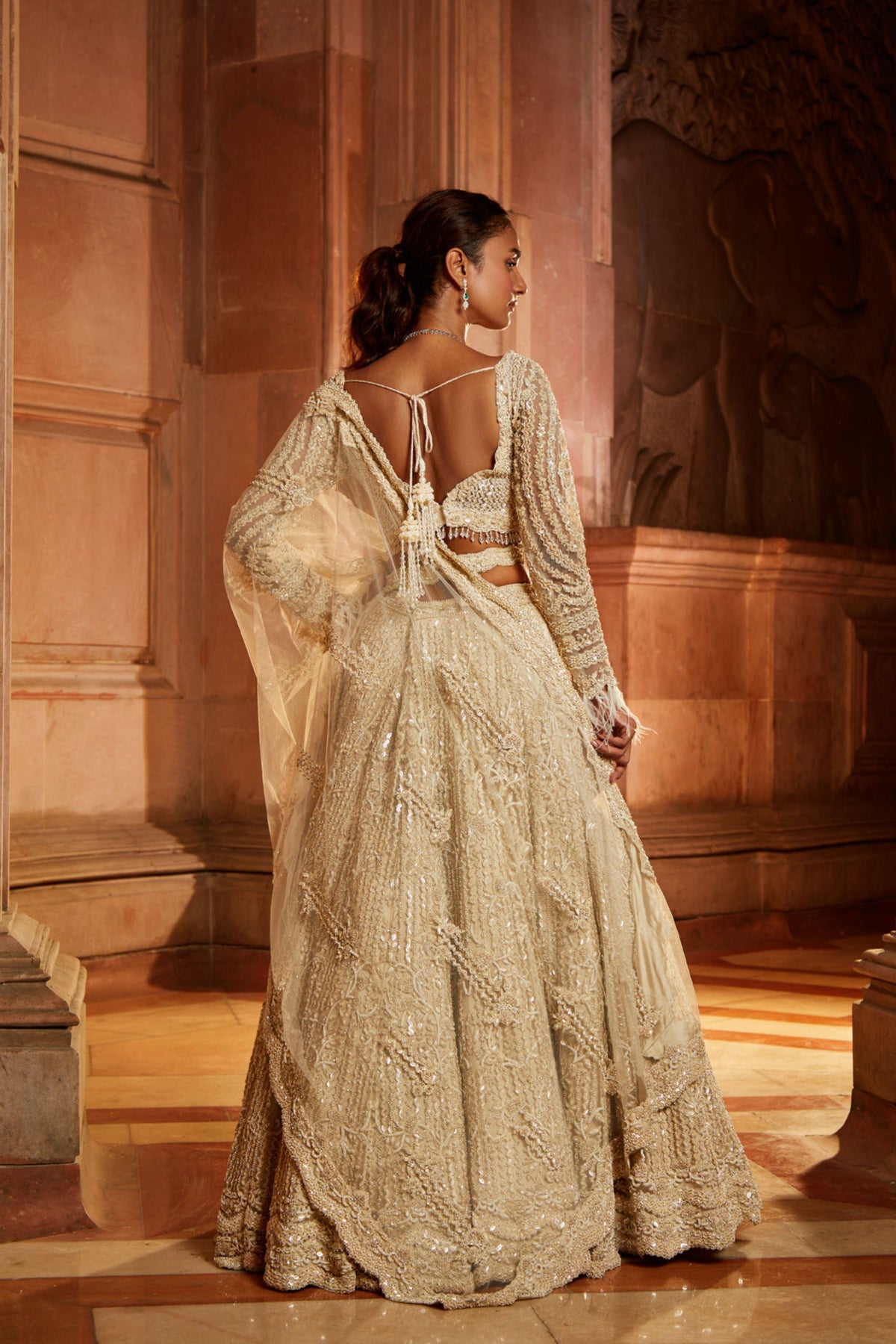 Ivory Lehenga Choli Dupatta Set
