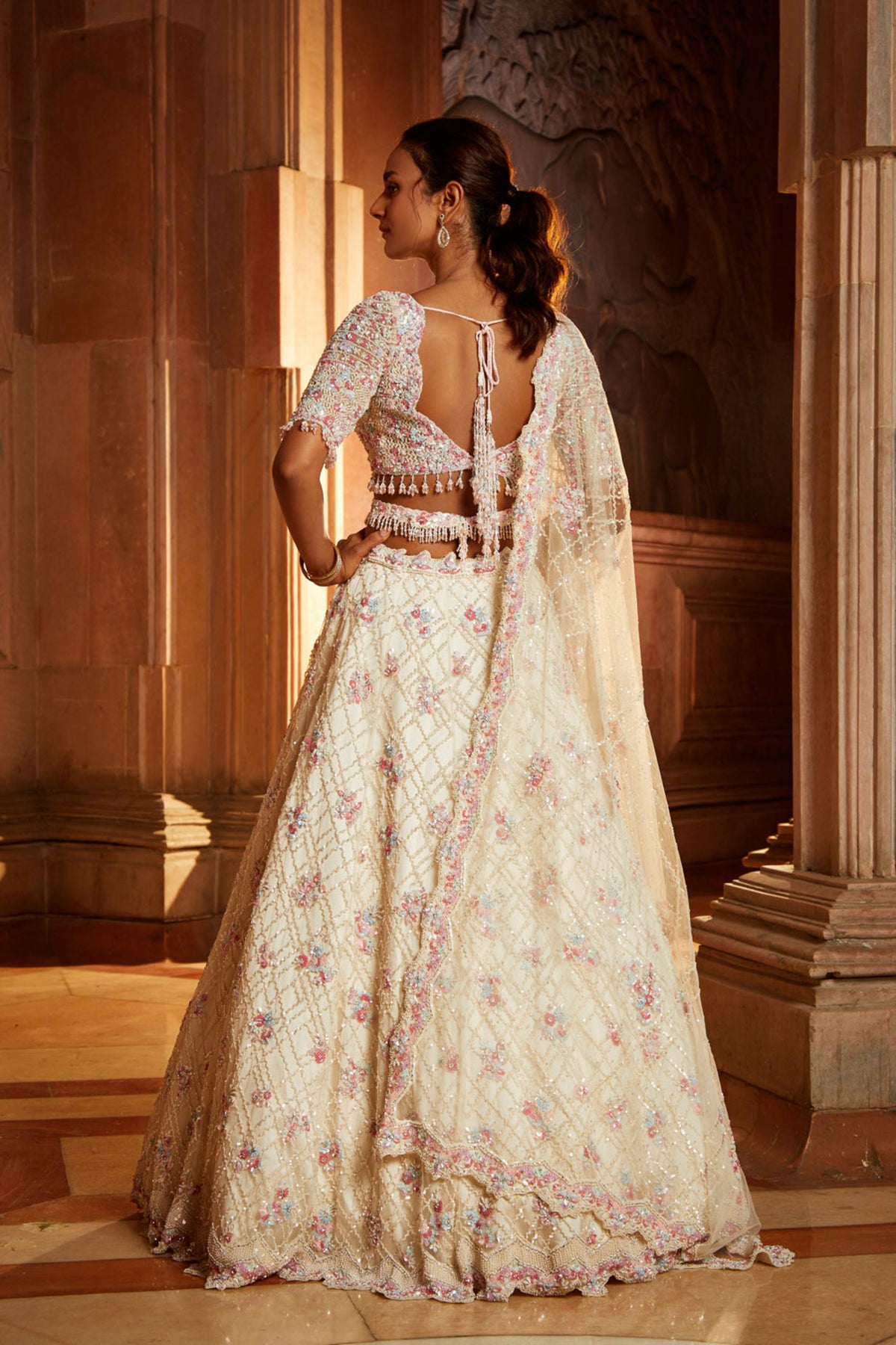 Ivory Tulle Lehenga Choli Set