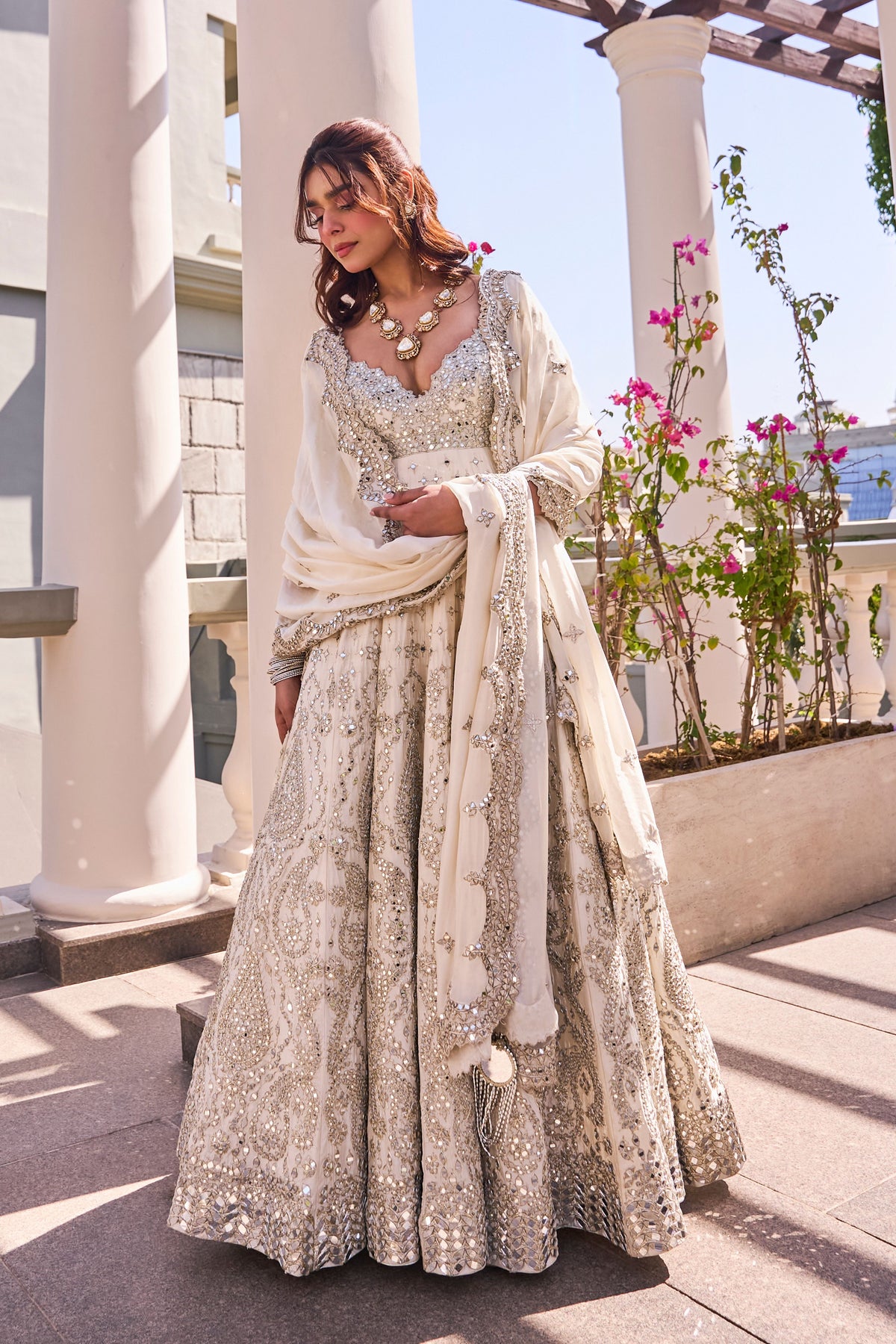 Pearl Ivory Anarkali Set