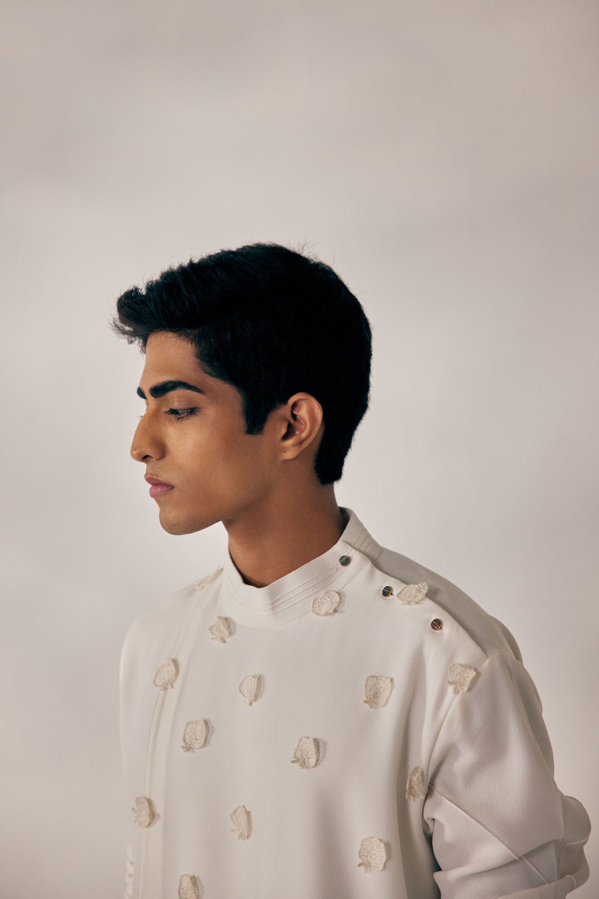 White Applique Kurta Set