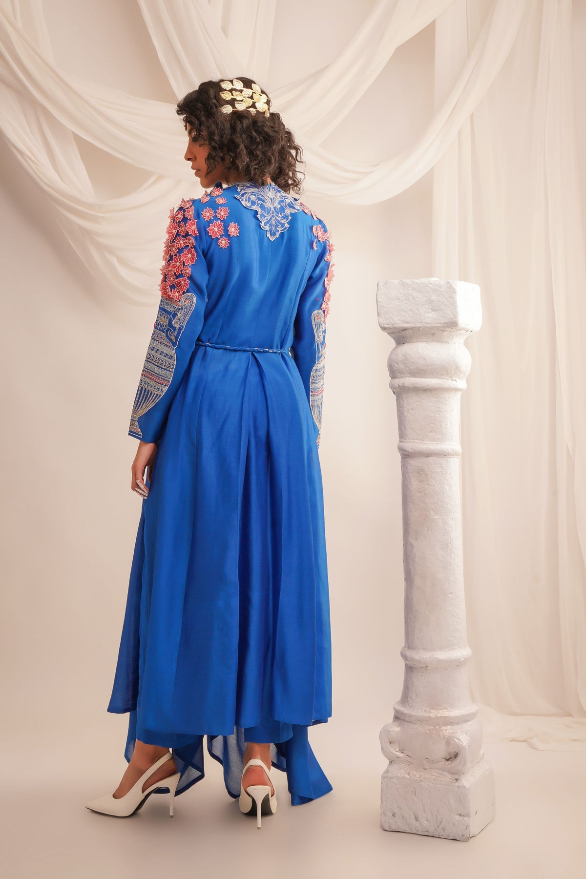 Embroidered Cowl Neck Angrakha Set